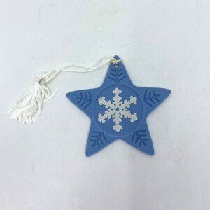 Vintage Wedgewood Blue Jasper Star Snowflake Christmas Ornament with Box